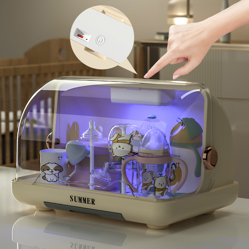 紫外線消毒キャビネット赤ちゃん哺乳瓶収納ボックスプラスチック棚排水棚防塵カバー付きサプリメント|undefined