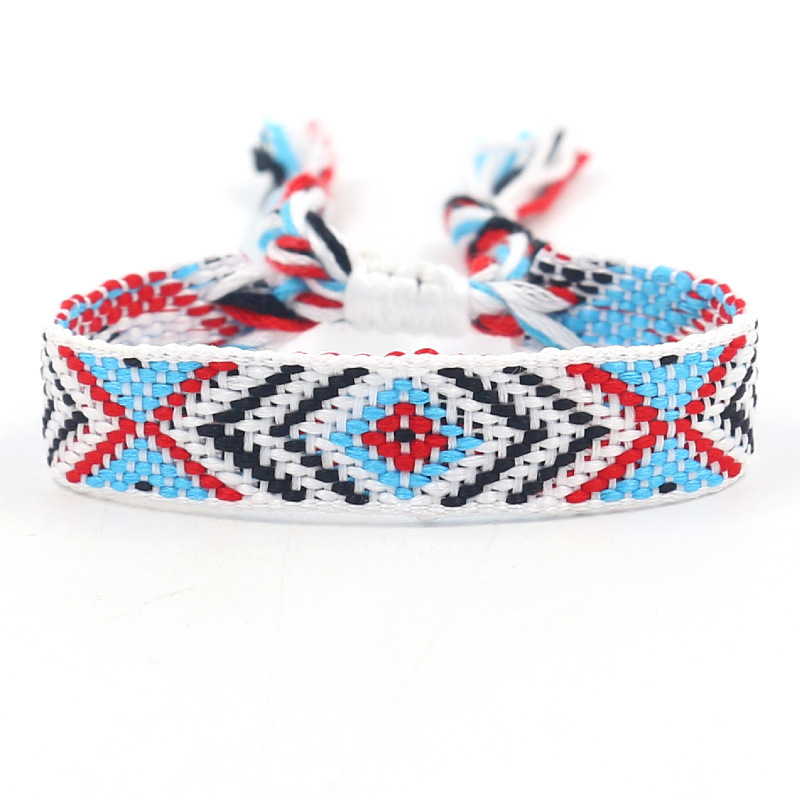 Nueva Cruz-frontera popular de color bohemio tejido pulsera fans correa de muñeca pulsera de la Amistad artística