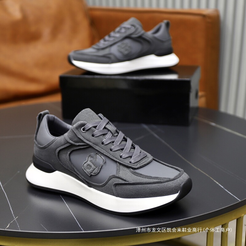 Boss High-End New Men's Shoes, Casual Versatile Comfortable Breathable Lightweight Sneakers, Black Lace-Up Sports Shoes, Trendy