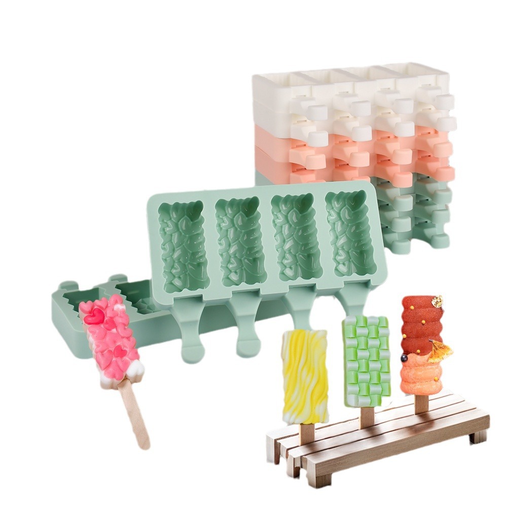 Sanxin 4-piece helado molde de silicona DIY paleta Popsicle fabricante de helados herramienta abrasiva de silicona Amazon