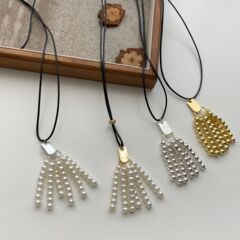 金属镀真金珍珠流苏串珠长项链潮小众设计高级感小众可调节毛衣链