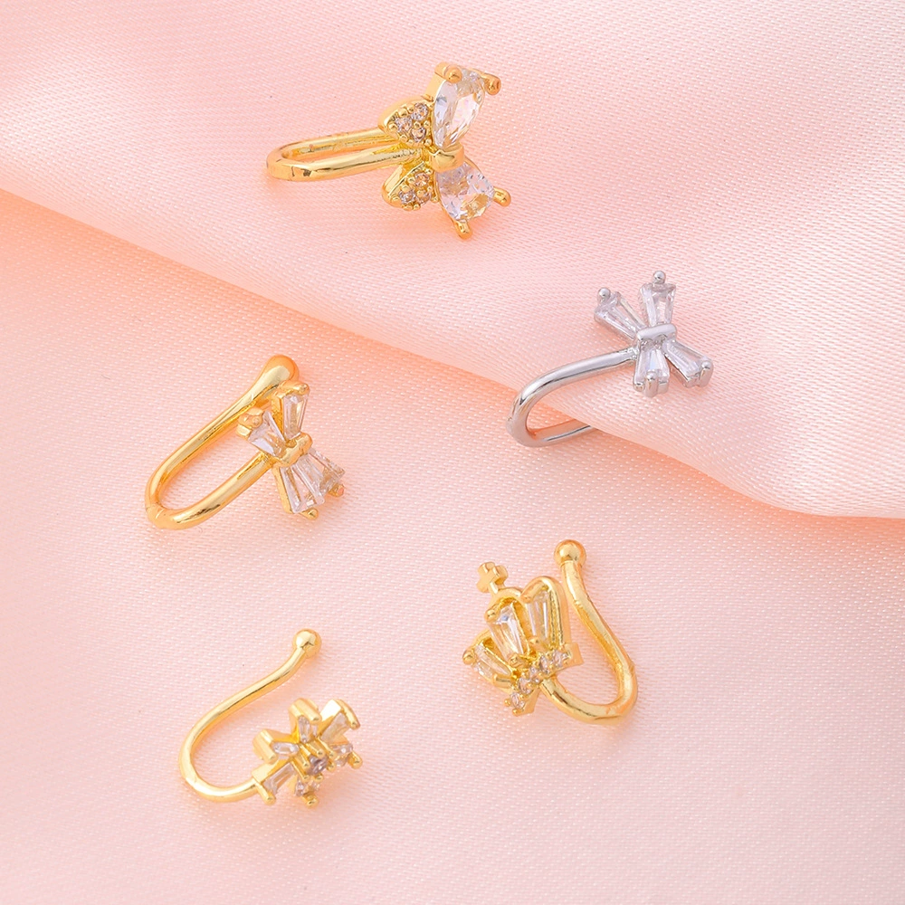 (Cross-border trading), nose piercing perforated, nose clip with zircon with butterfly, European style, Aliexpress