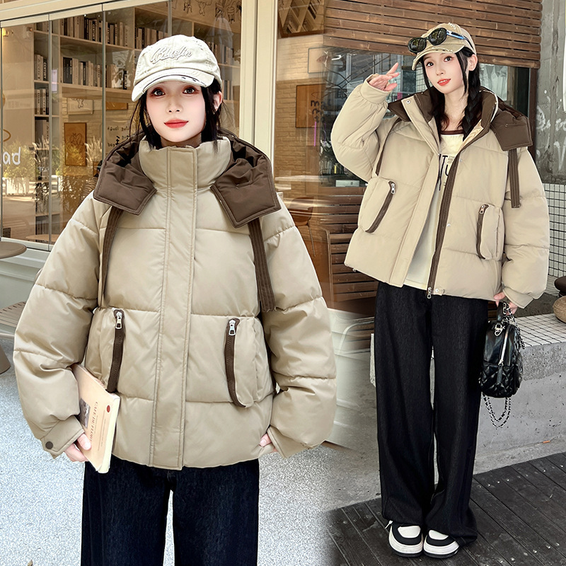 棉衣女外套2025冬季新款连帽面包服百搭冬装韩版宽松短款时尚棉服|undefined