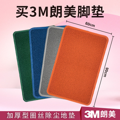 3M朗美地垫圆边60*90丝圈入户门垫玄关厨房脚垫七色可选家用地垫