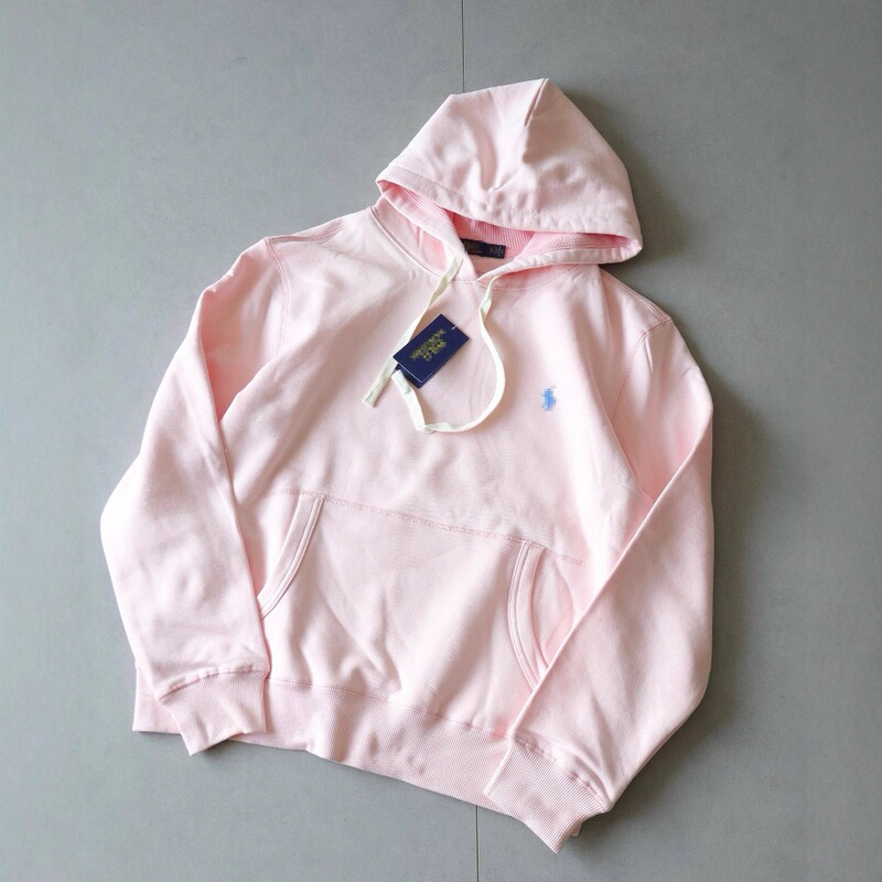 High-Quality Cross-Border Rl Ralph Lauren Pony Logo Embroidered Casual Sweatshirt Pullover Jacket for Men and Women with Hood in Solid Color