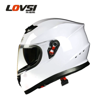 electric motorcycle four seasons cool personality – Motosiklet kaskı (dəbilqə) - bright-white-double-mirror-full-face-helmet-m57-58cm