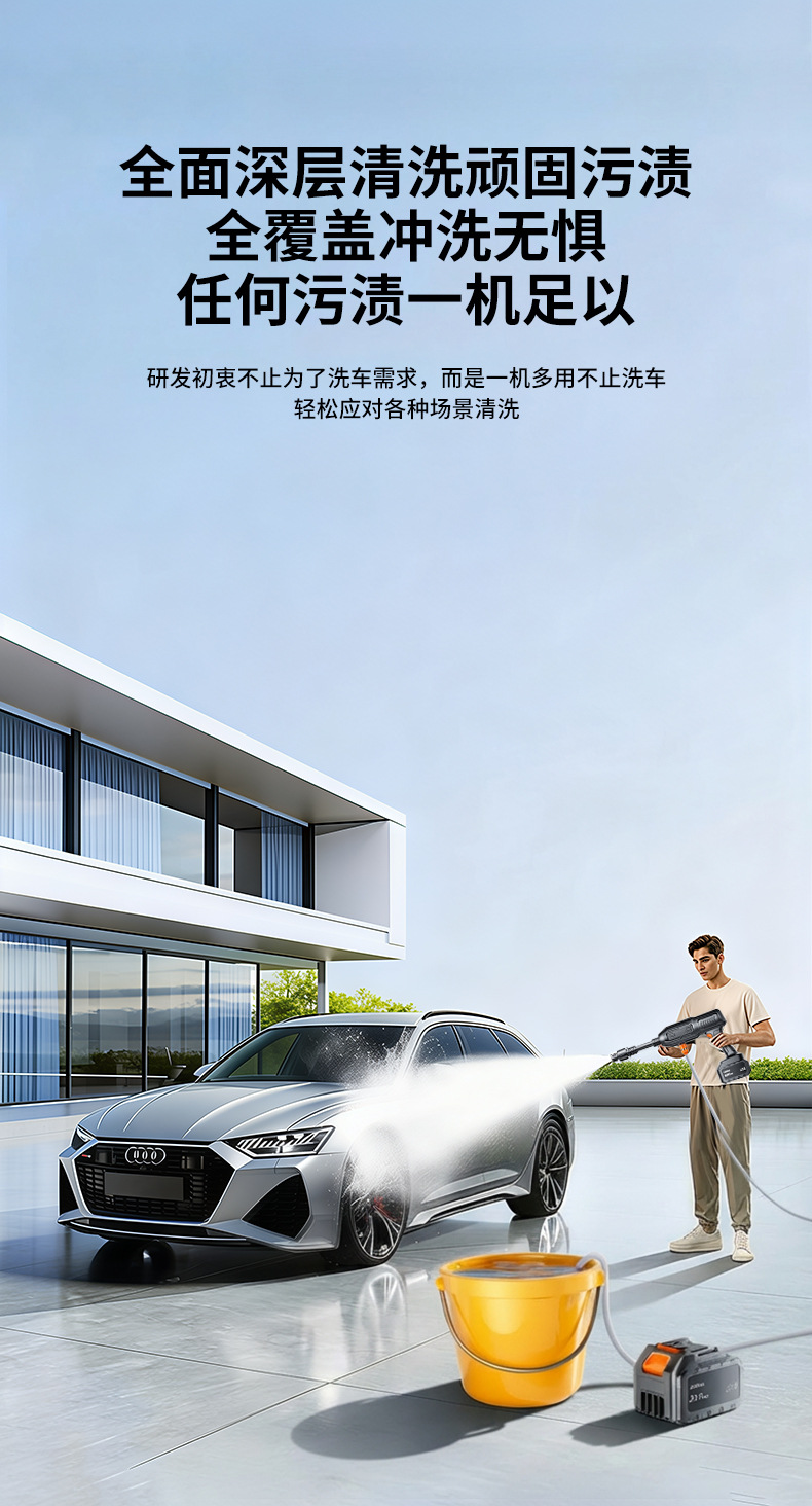 2026 New Model Wireless Car Washing Machine High-Pressure Water Gun for Home Use, Window Cleaning, Lithium Battery-Powered, for Yard and Garden Cleaning