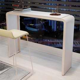 奶油风休闲小吧台阳台家用现代简约客厅吧台隔断靠窗边长条高脚桌