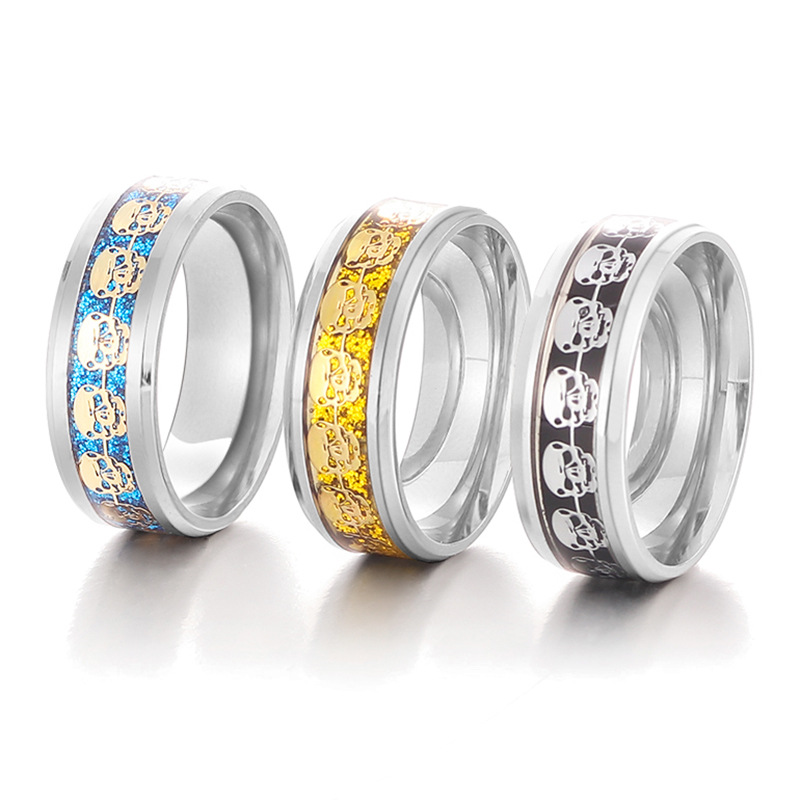 Amazon's Popular European and American Personalized Skull Ring Ghost Head Titanium Steel Ring Trendy Male Punk Jewelry Skull Jewelry