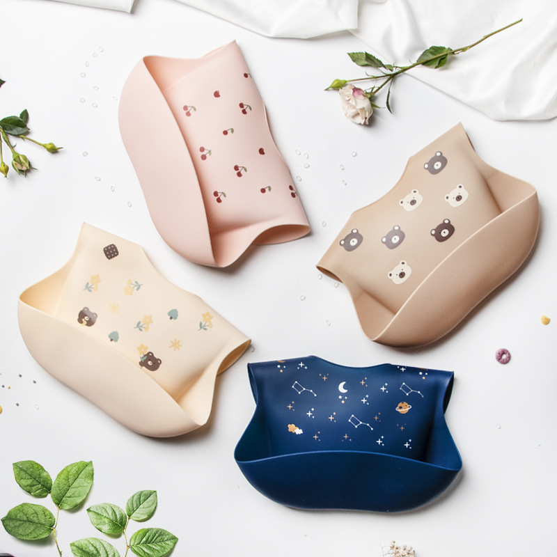 Babero de silicona estilo INS para niños, impermeable, tridimensional, desechable, ideal para la hora de la comida.