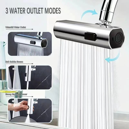 Waterfall Shower Head High-Pressure Swivel Anti-Drip Household Kitchen Cold and Hot Water Faucet Extension