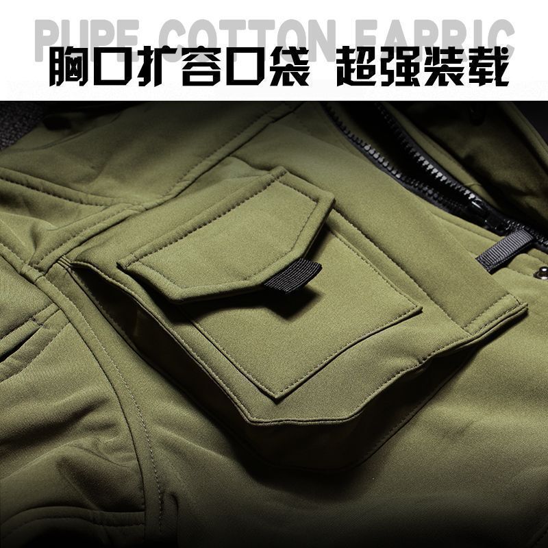 户外软壳机能冲锋衣外套男款防水防风登山服美式工装战术夹克加厚|undefined
