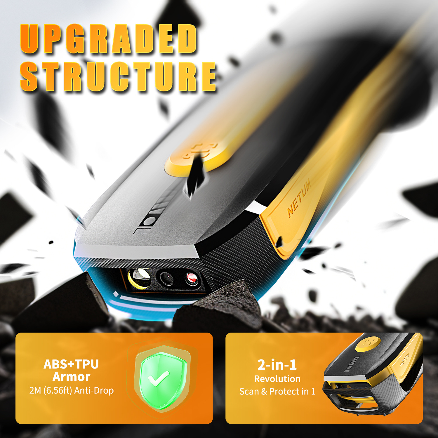 Handheld Portable Wireless 2D Scanner 2400mAh Shock-Proof 2