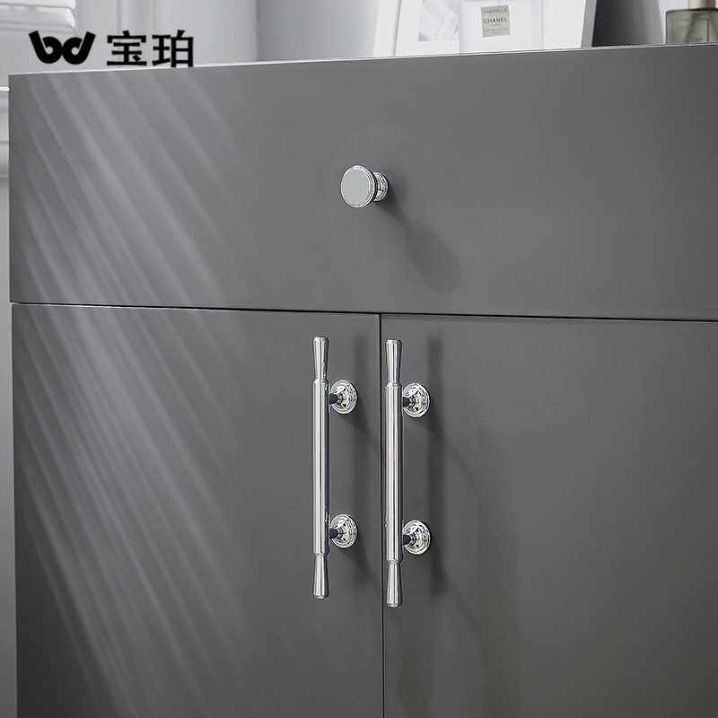 Modern light luxury electroplated solid sphere drawer wardrobe door brass handle cabinet liquor cabinet high-end long handle