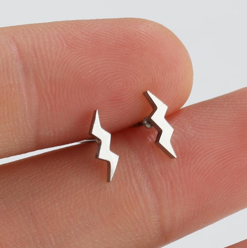 Fashion Lightning Titanium Steel Ear Studs Plating No Inlaid Stainless Steel Earrings