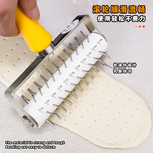 BEST Stainless Steel 304 Wooden Handle Mesh Knife Household Pizza Korean Rotating Plastic Handle Pinwheel Knife Factory Direct Sales