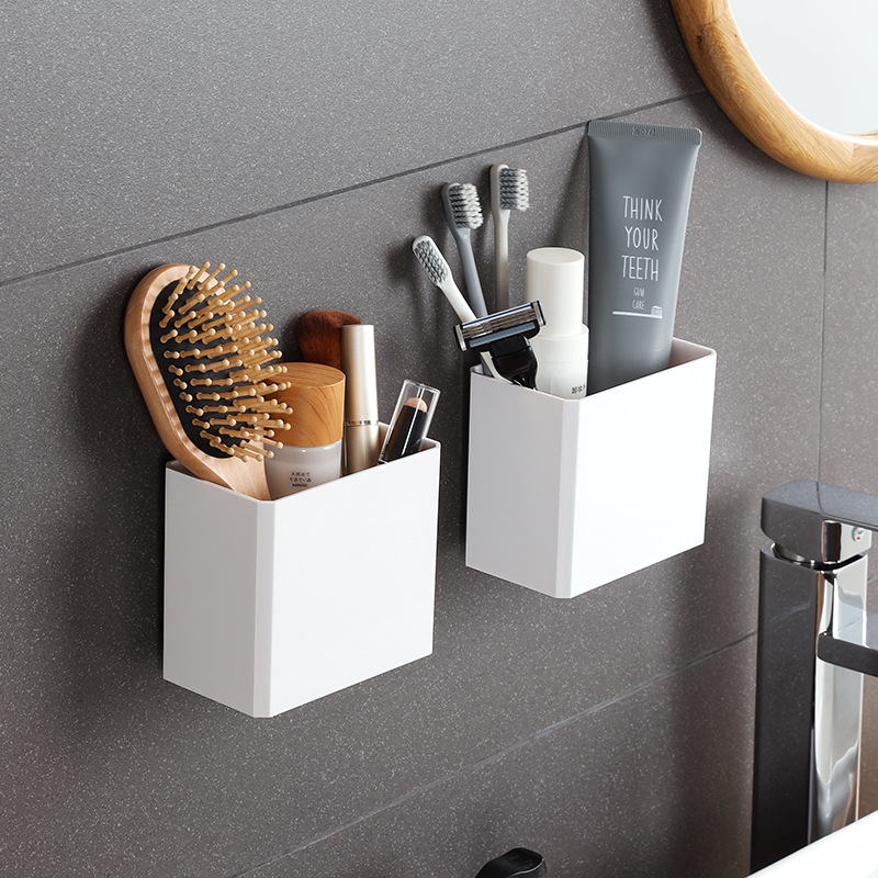 Comb Storage Tube Bathroom Storage Rack Wall-Mounted Toothbrush and Toothpaste Box Artifact for Comb Storage Without Punching Holes