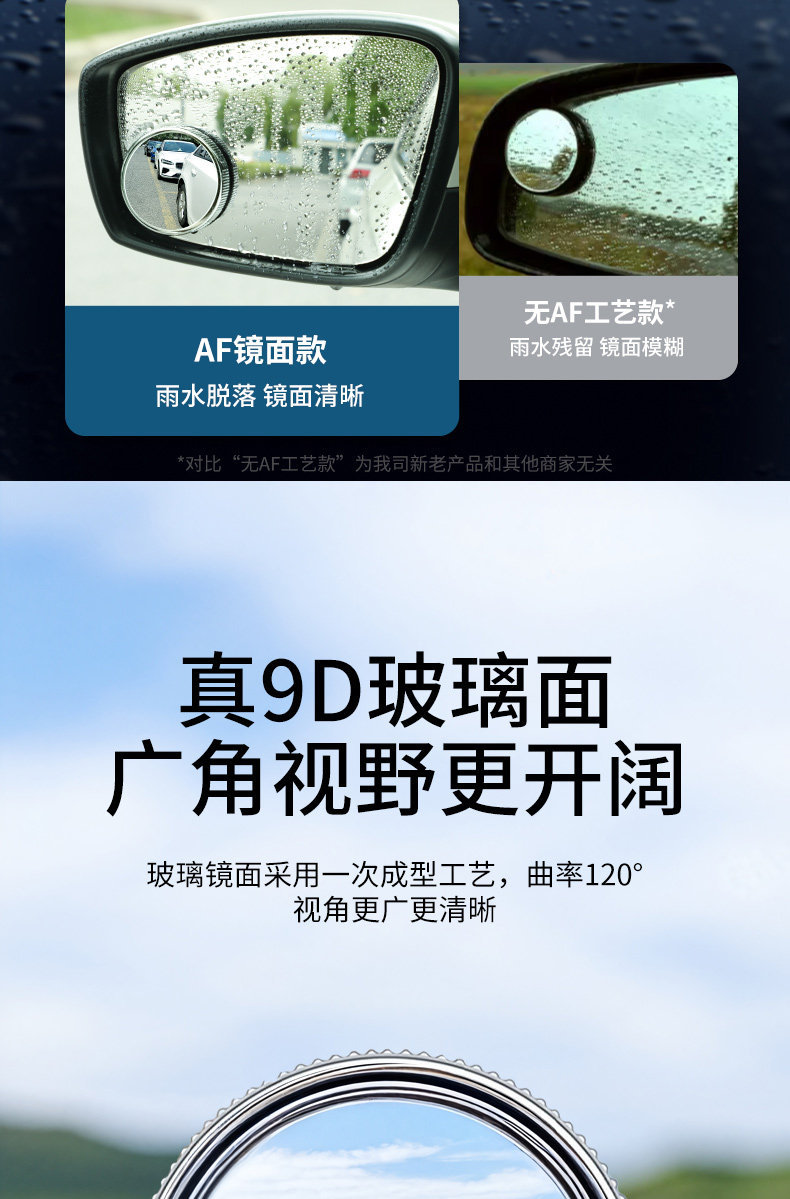 Rearview Mirror Small Round Mirror Ultra-Clear Reversing Auxiliary Mirror Car Small Mirror Ultra-Wide-Angle Blind Spot Reflector Suction Cup Type