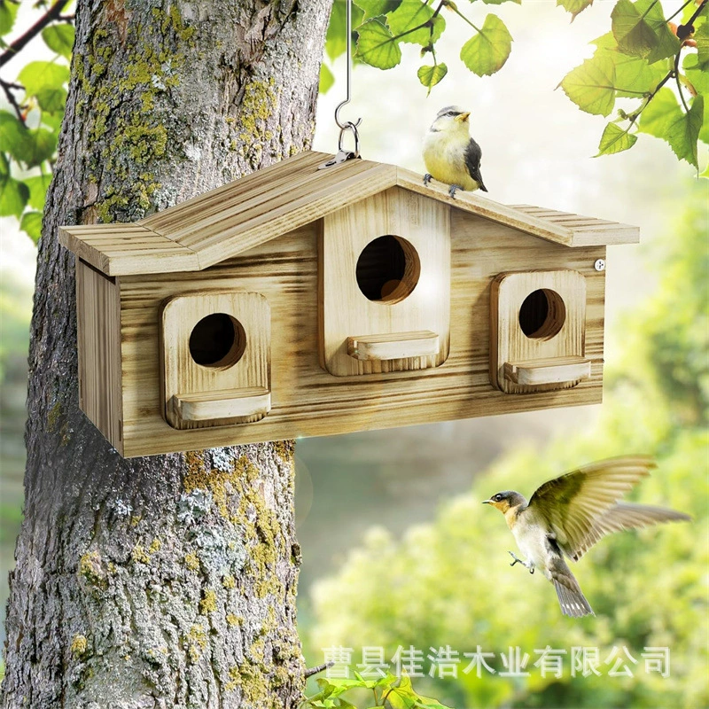 Деревянное гнездо для птиц, декоративная клетка для птиц, подвесной домик для птиц на улице, деревянный домик для перепелок, павлинов и попугаев, гнездовой ящик