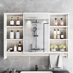 Bathroom Dressing Mirror Cabinet Wall-mounted Washstand Toilet Mirror Storage Integrated Cabinet Bathroom Mirror with Storage Rack