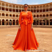 miyske三宅秋季新款非洲跨境大码女装时尚立体花气质显瘦连衣裙女