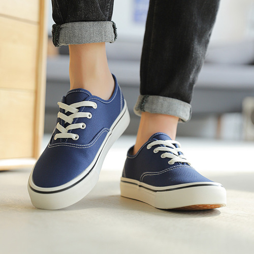 Spring new men's low-cut canvas shoes, trendy and versatile white shoes, Korean style breathable student sneakers for men and women