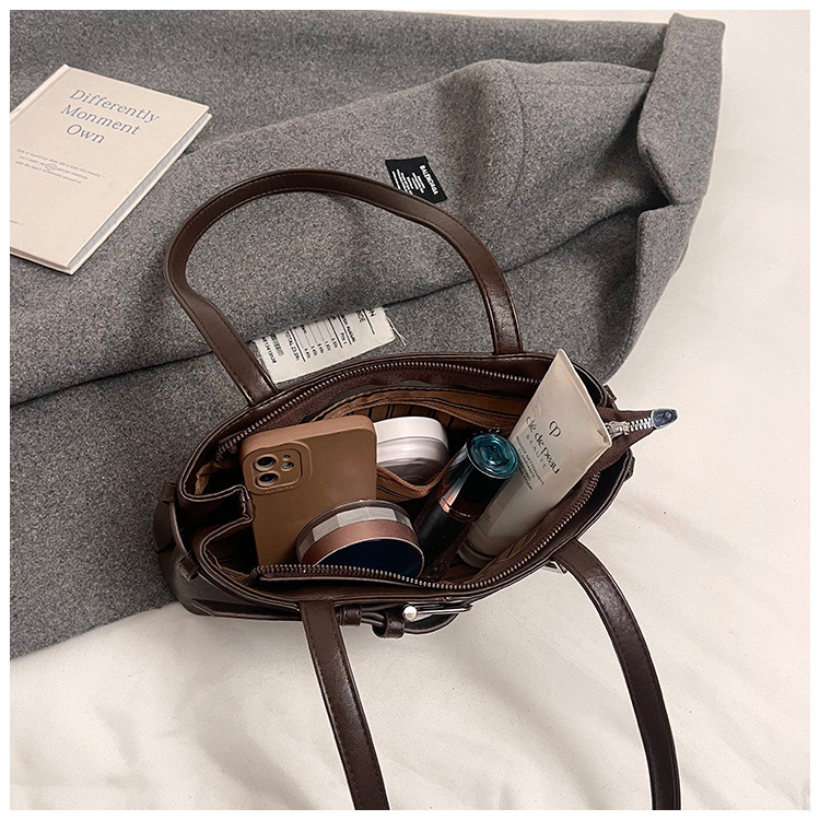 Belt Buckle Structured Zip Closure Shoulder Bag 29