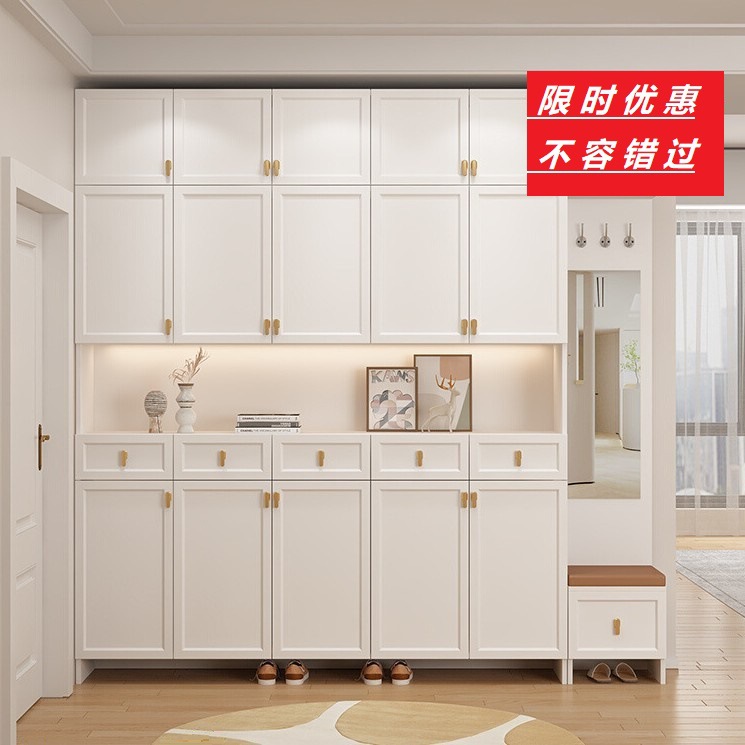 Solid Wood Shoe Cabinet, Entrance Cabinet, Bench, Integrated Partition, Entryway Hall Cabinet, Household Doorway Large-Capacity Storage Cabinet