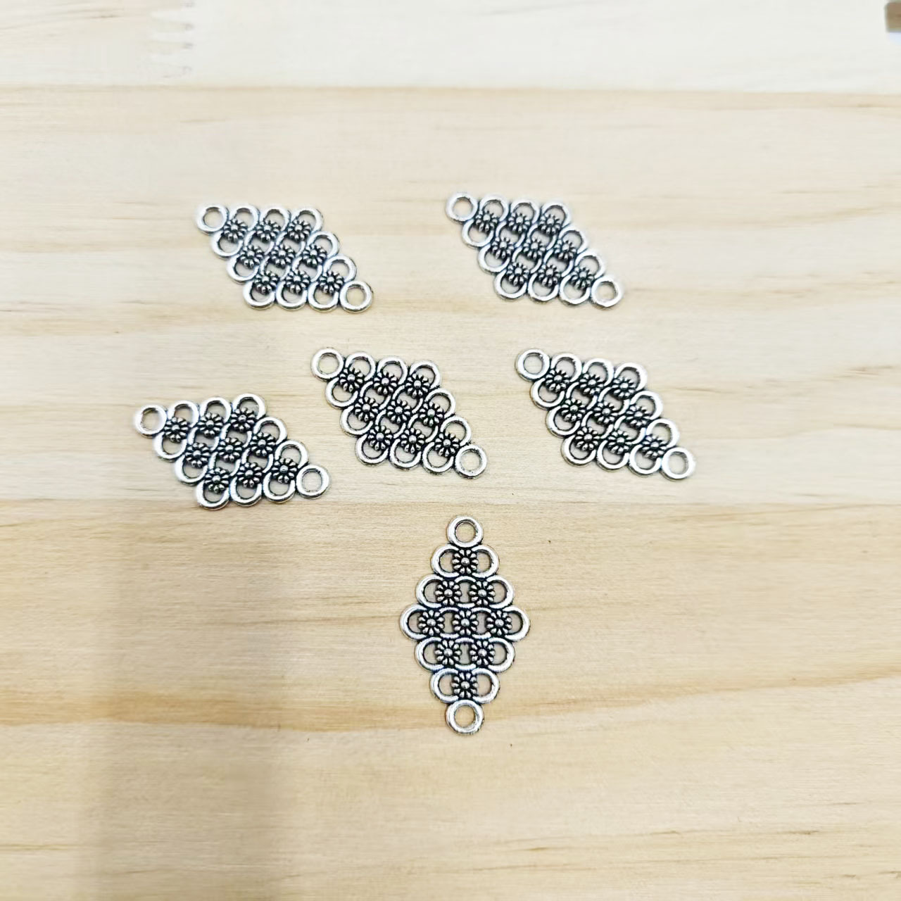 DIY 锌合金饰品配件复古 双吊花片 挂件中国风项链手链连接片吊坠