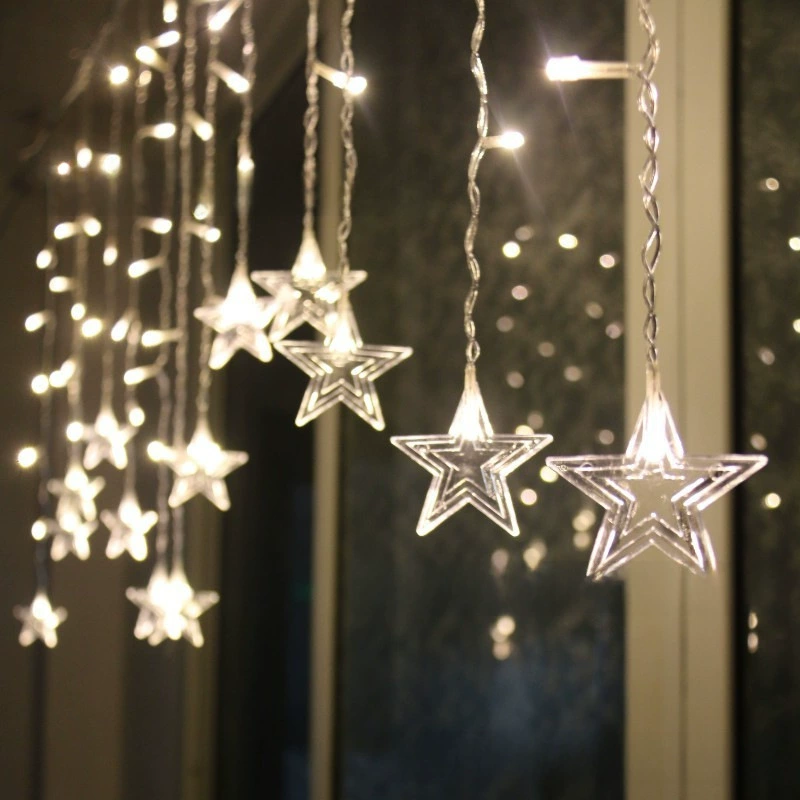 LED icicle light 6 cm five-pointed star pendant dandelion lantern string New Year lantern string