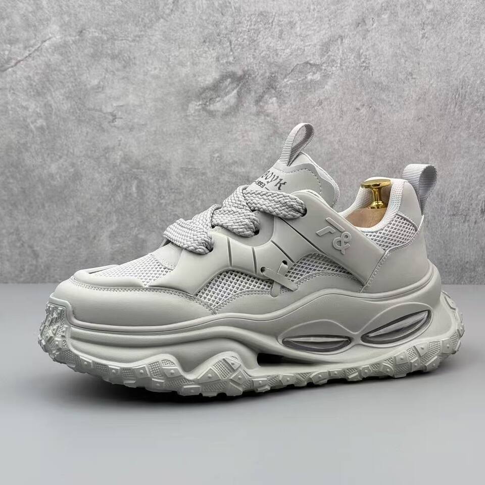 Giày thể thao nam lưới thoáng khí đế dày 3 cm kiểu sneaker năng động — YC512 màu trắng, YC512 màu đen chi tiết 5