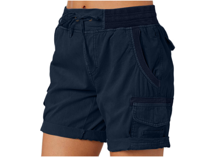 thumbnail image 1 of 2024 nuevo nuevo de las mujeres de color sólido pantalones cortos casuales verano moda cintura delgada recta, 1 of 5