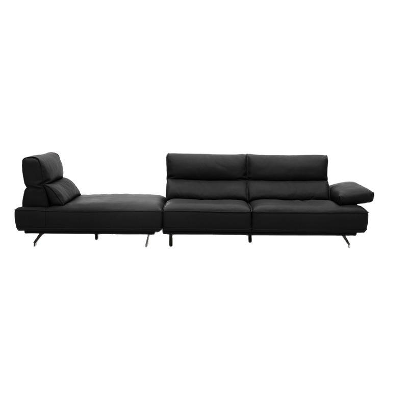 Italiano minimalista sofá queen plegable sala de estar alta sensación de cuero de vaca cabeza línea recta combinación de sofá nobles