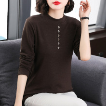 妈妈装秋装新款中年妇女装长袖中老年人爆款气质加绒德绒打底衫女