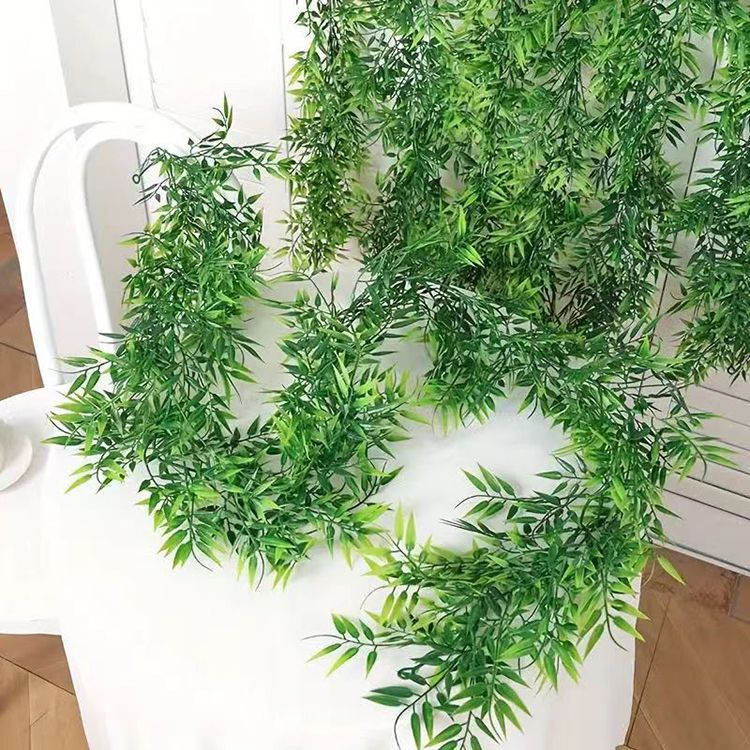 Simulation bamboo leaf rattan wall decoration vines antique artificial flower living room indoor wall air conditioning water pipe wire winding
