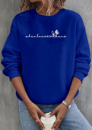 2025 European and American Women's Fun Long-Sleeve Loose Slogan Series Fashion Print Crew Neck Hoodie
