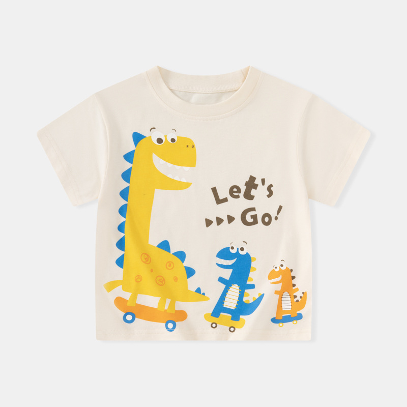 Betop ropa infantil transfronteriza al por mayor verano niños camiseta de manga corta dinosaurio dibujos animados niño ropa de bebé una pieza
