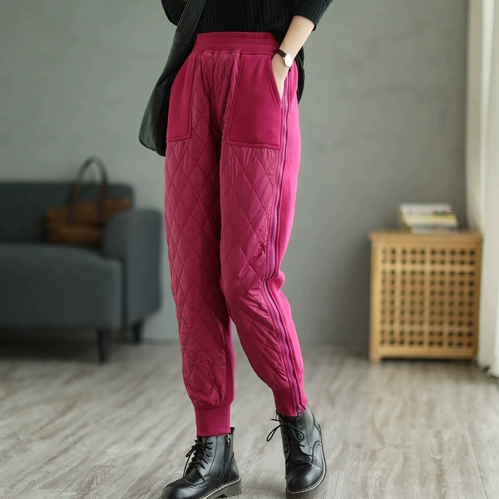 Зимний ватный сшитый карман с толстым шитым ромбиком