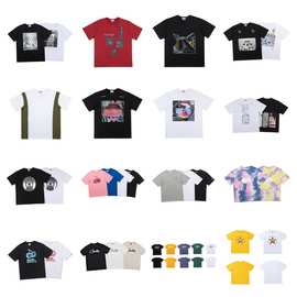 跨境潮牌夏季新款圆领短袖CE街头宽松男女同款情侣宽松休闲T恤