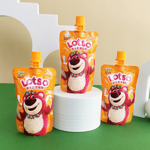 Disney/Ni Strawberry Bear White Peach Flavored Sucking Jelly, Futo Town—Multi-Flavor Kids' Internet-Famous Snack for Gifts and Souvenirs