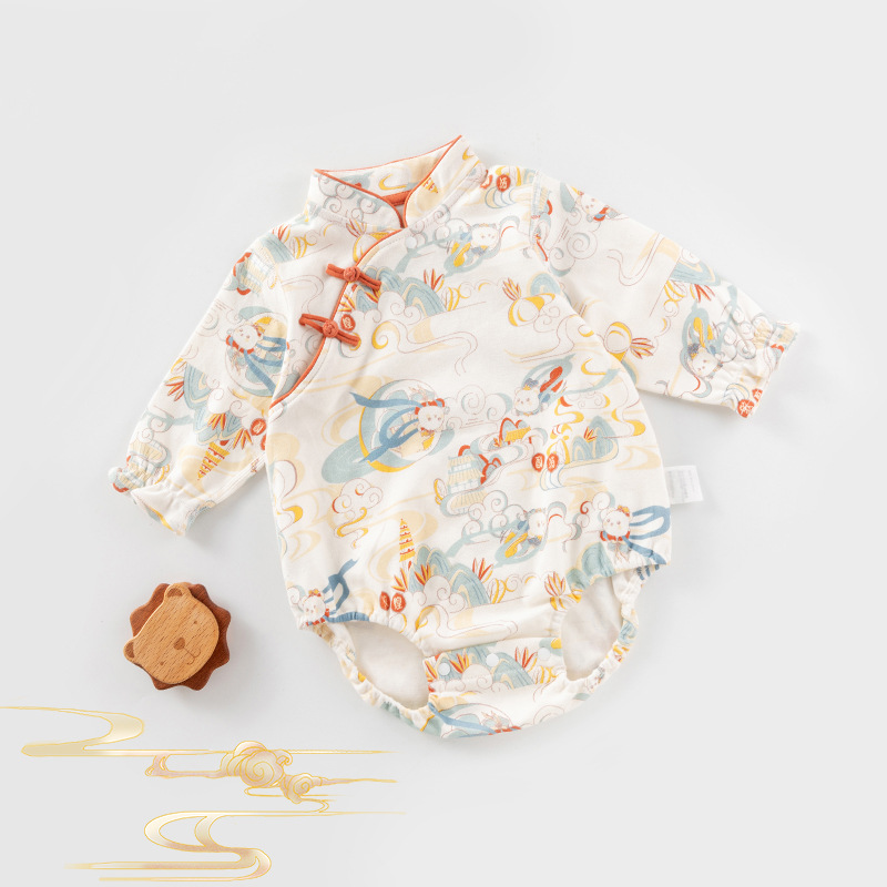 Bebé recién nacido Ropa bebé nacional moda mono vaina para niños y niñas bebé triángulo mameluco primavera y otoño