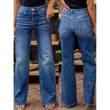 C 47814 Light blue narrow denim wide leg pants ǳ��ɫխ��ţ
