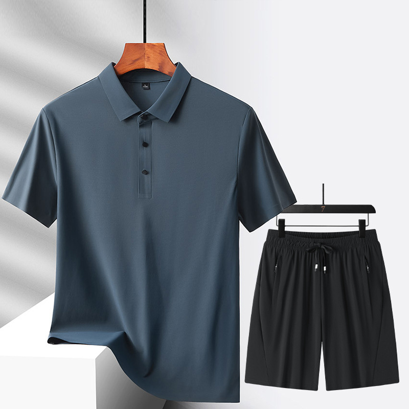 Nuevo traje de ocio deportivo, traje de ocio de hielo multicolor opcional, pantalones cortos de polo, un juego de color sólido para hombres y mujeres