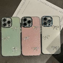 带镜头膜闪粉适用苹果17promax蝴蝶结iPhone15手机壳苹果11/14