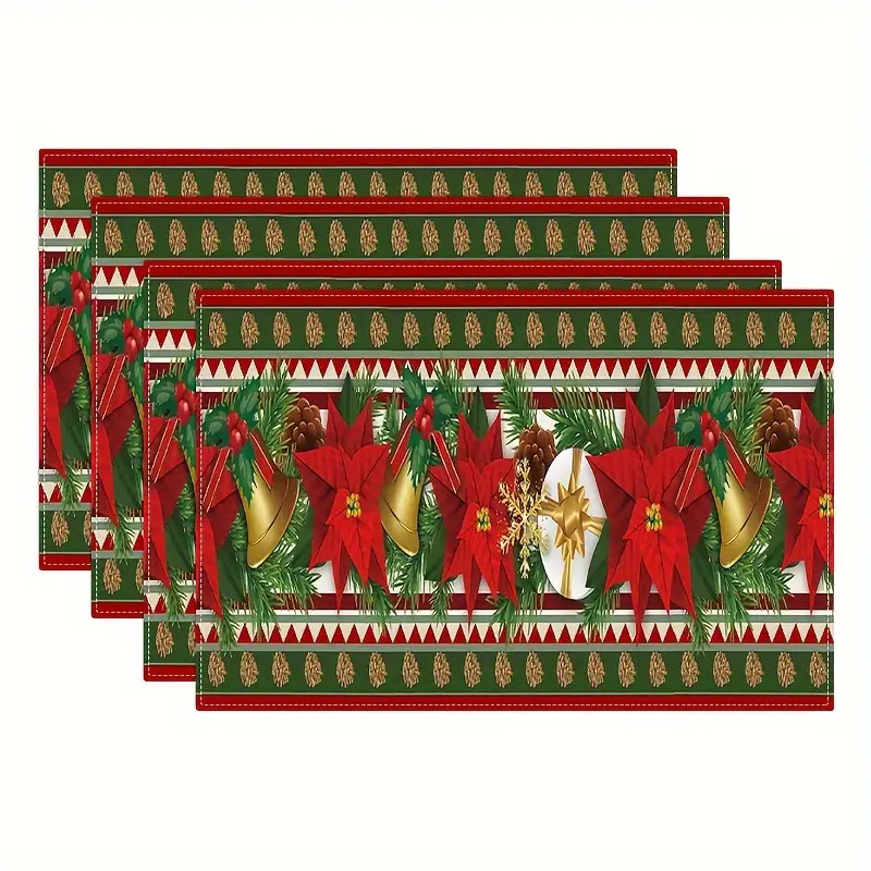 Transfronterizos lino almohadilla de mesa Aliexpress TEMU Amazon almohadilla de mesa cuadrada búfalo rojo almohadilla de Navidad Día de la Independencia