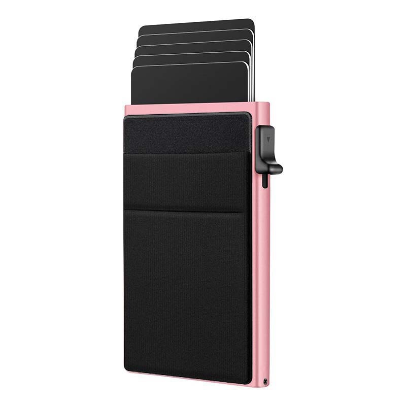 Nuevo paquete de tarjetas para hombres, caja de tarjetas de metal de aleación de aluminio, multi-posición de tarjetas antirrobo, paquete de tarjetas de deslizamiento, cartera pequeña en una
