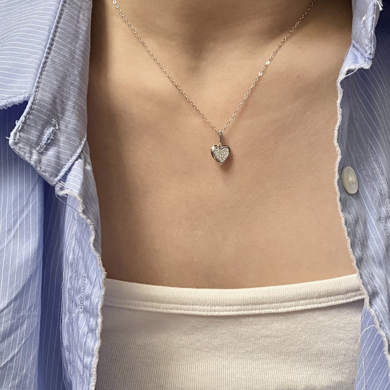 Pendant Necklace Classification 925 sterling silver Chain Material 925 Sterling Silver Cable Chain Heart Shape Pendant Necklace