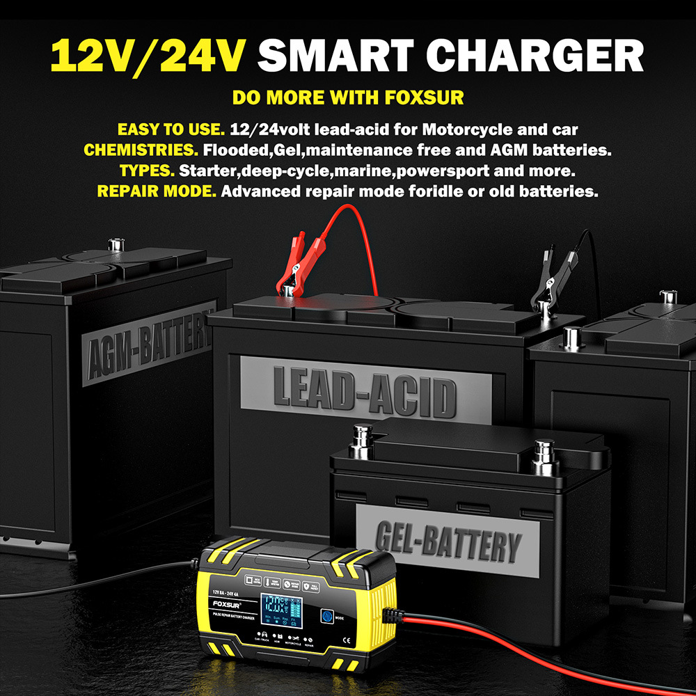 Multi-Stage Automatic Smart Battery Charger 100-240V battery charging