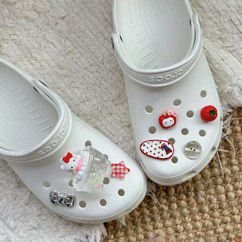 Summer Cream Transparent Kt Cat Hole Shoe Accessories DIY Cartoon Cute Beach Shoes Flower Removable Shoe Buckle Decoration