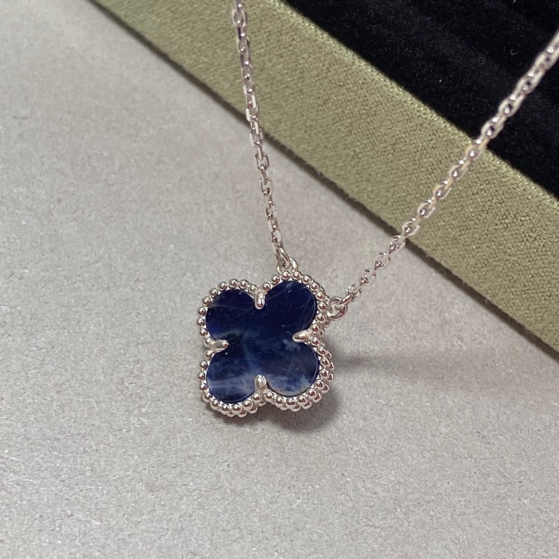 Fanjia Alta versión del trébol collar femenino s925 plata esterlina 18K de oro rosa de doble cara clásico colgante de luz de lujo de la joyería